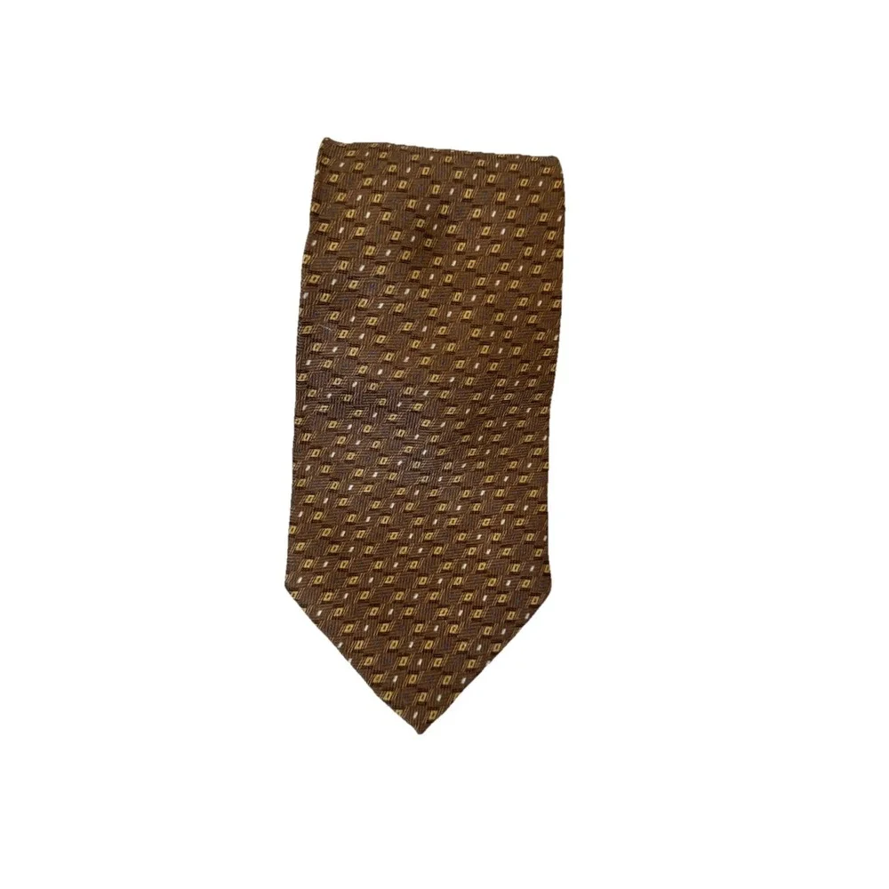 Vintage EUC Claybrooke 100% Silk Geometrical Brown‎ Tie Men's Necktie